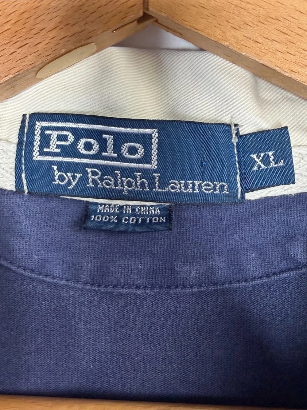Polo Ralph Lauren Vintage Rugby Navy White Graphic Shirt 100% Cotton XL